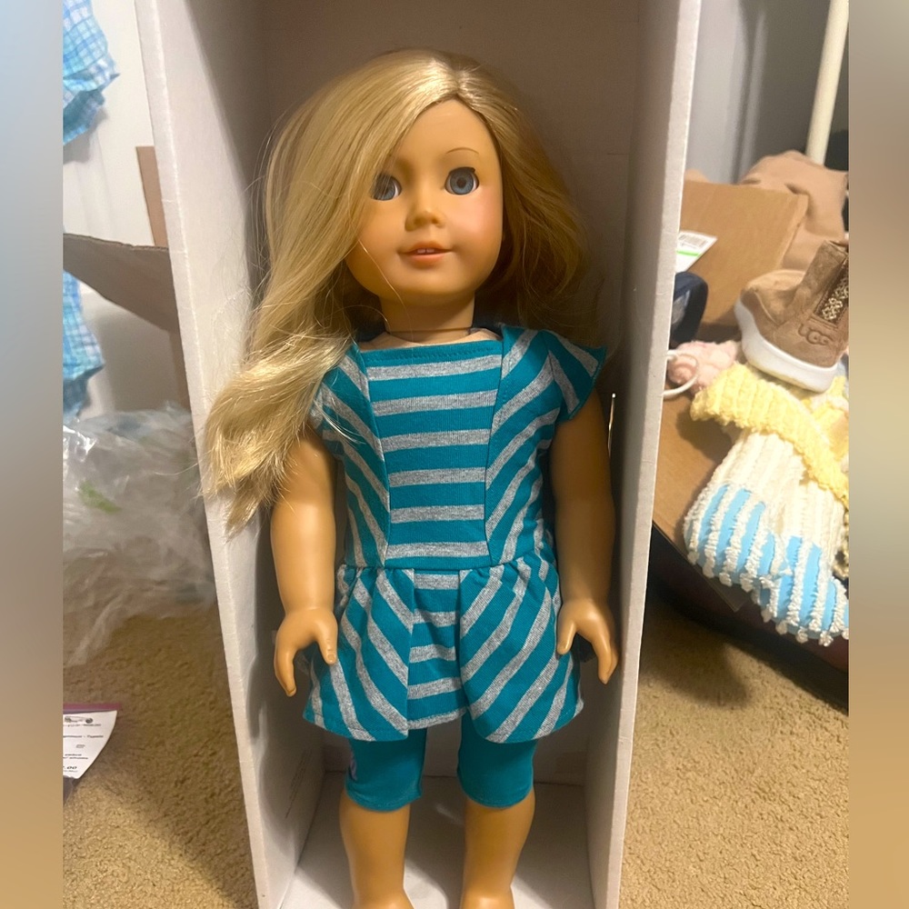 American Girl stripe outfit, excellent condition